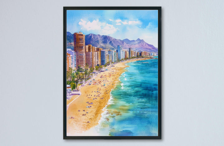 Costa Blanca Watercolor Poster Spain Travel Print Wall Art Home Decor Gift Valencian Beaches Sun Wall Decor Hanging