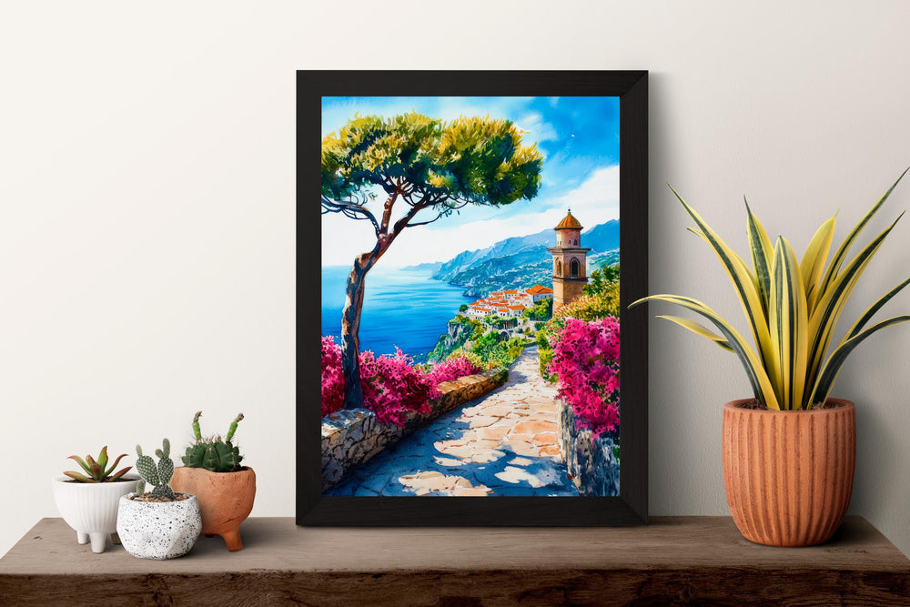 Ravello Watercolor Poster Wall Art Ravello Wall Hanging Home Décor Ravello Gift Art Lovers Italy Art Lover Gift, Italian Cityscape Print
