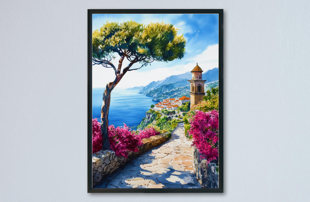 Ravello Watercolor Poster Wall Art Ravello Wall Hanging Home Décor Ravello Gift Art Lovers Italy Art Lover Gift, Italian Cityscape Print