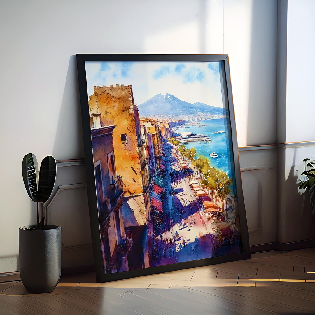 Naples Watercolor Poster Wall Art Naples Wall Hanging Home Décor Naples Gift Art Lovers Italy Art Lover Gift, Italian Cityscape Travel Print