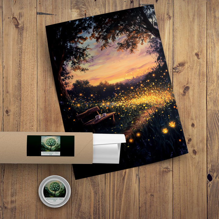 Buttercup Fireflies Print: Vintage Cottagecore Nature Art