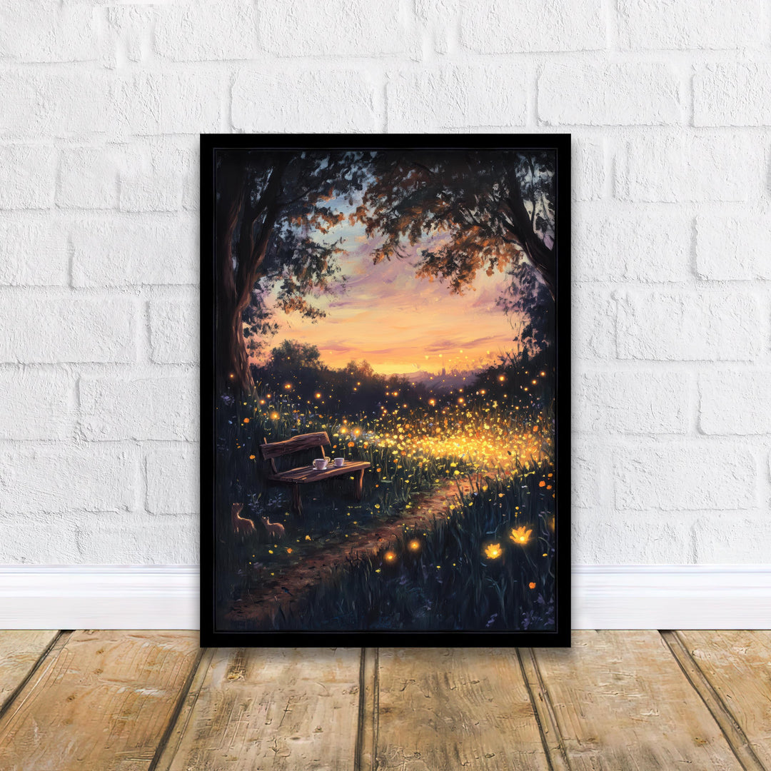 Buttercup Fireflies Print: Vintage Cottagecore Nature Art