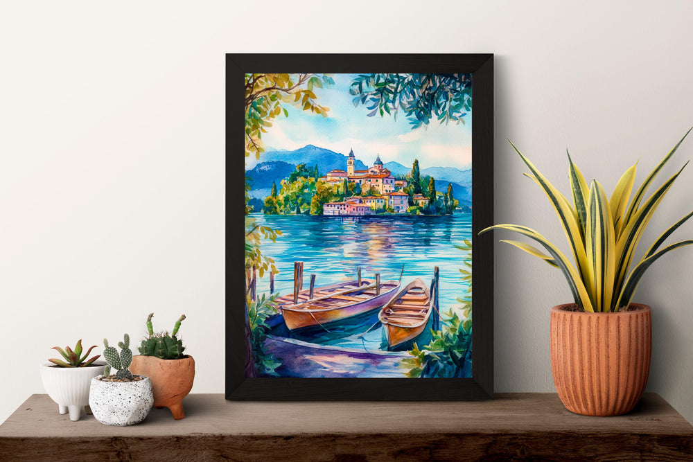 Lake Orta Watercolor Poster Wall Art Lake Orta Wall Hanging Home Décor Lake Orta Gift Art Lovers Italy Art Lover Gift, Italian Cityscape Art