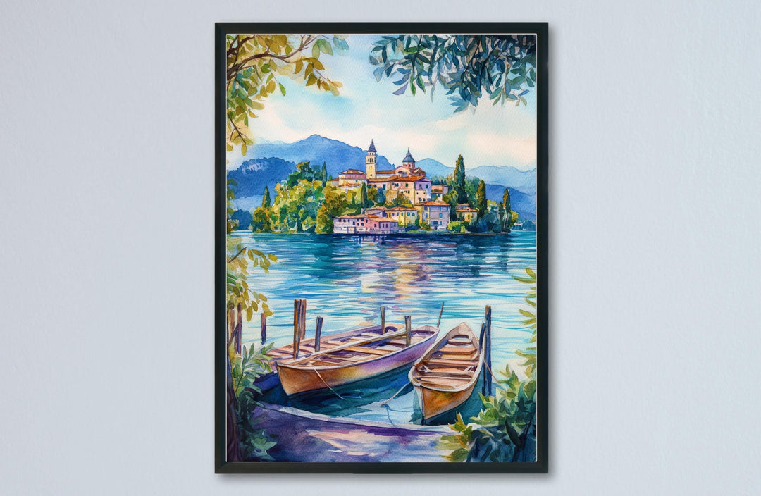 Lake Orta Watercolor Poster Wall Art Lake Orta Wall Hanging Home Décor Lake Orta Gift Art Lovers Italy Art Lover Gift, Italian Cityscape Art