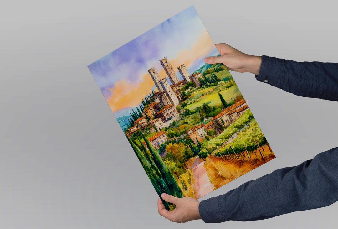 Gimignano Watercolor Poster Wall Art Gimignano Wall Hanging Home Décor Gimignano Gift Art Lovers Italy Art Lover Gift Souvenir Print