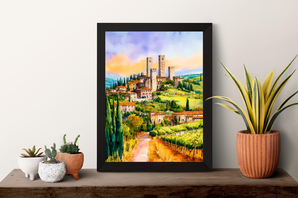 Gimignano Watercolor Poster Wall Art Gimignano Wall Hanging Home Décor Gimignano Gift Art Lovers Italy Art Lover Gift Souvenir Print