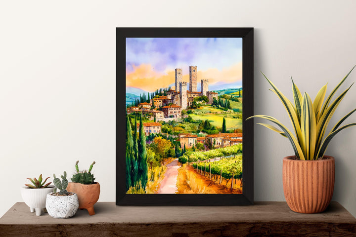 Gimignano Watercolor Poster Wall Art Gimignano Wall Hanging Home Décor Gimignano Gift Art Lovers Italy Art Lover Gift Souvenir Print