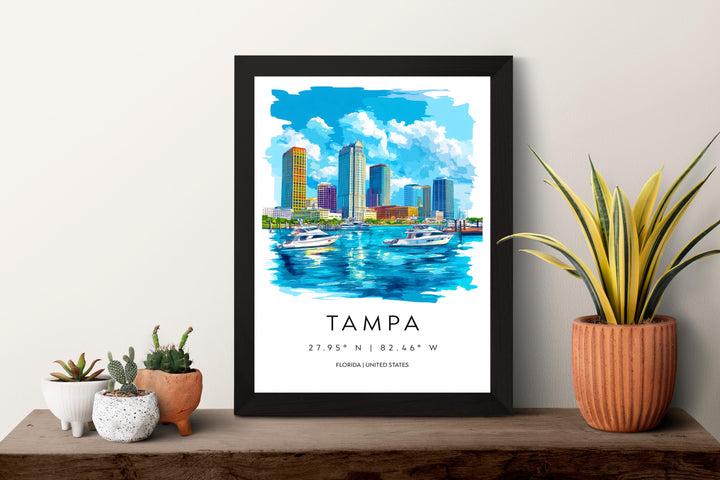 Tampa Watercolor Poster Wall Art Tampa Wall Decor Home Décor Tampa Gift USA Art Lover Gift, Travel Souvenir Print