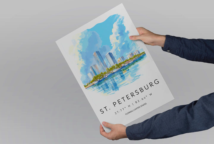 St. Petersburg Watercolor Poster Wall Art Wall Decor Home Décor St. Petersburg Gift USA Art Lover Gift, Travel Souvenir Print