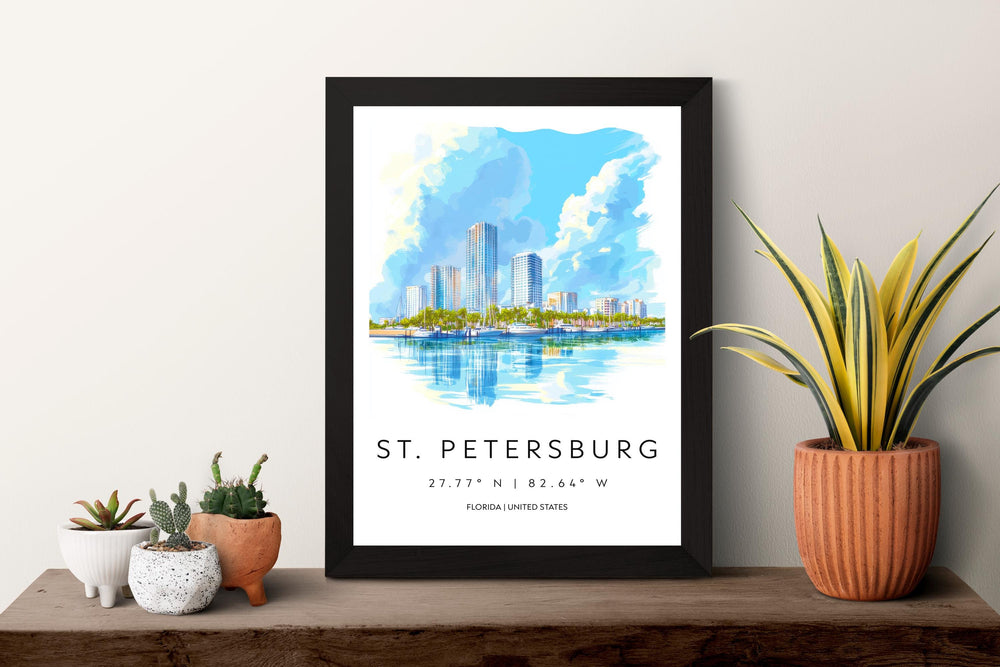 St. Petersburg Watercolor Poster Wall Art Wall Decor Home Décor St. Petersburg Gift USA Art Lover Gift, Travel Souvenir Print