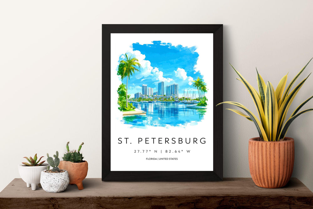 St. Petersburg Watercolor Poster Wall Art Wall Decor Home Décor St. Petersburg Gift USA Art Lover Gift, Travel Souvenir Print