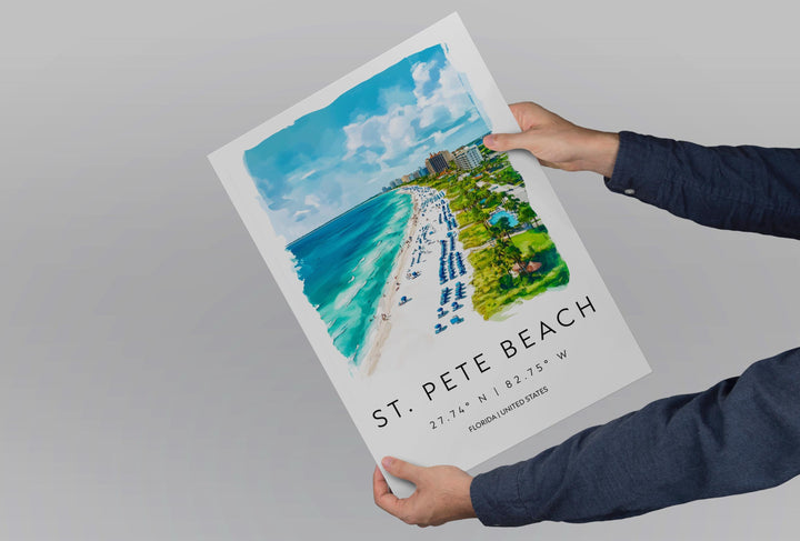 St. Pete Beach Watercolor Poster Wall Art Wall Decor Home Décor St. Pete Beach Gift USA Art Lover Gift, Travel Souvenir Print