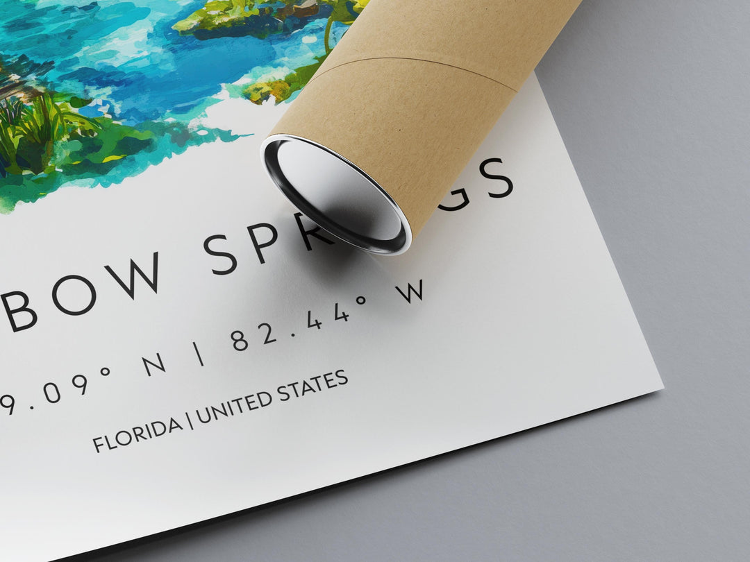Rainbow Springs State Park Watercolor Poster Wall Art Florida Home Décor USA Art Lover Gift, Travel Souvenir Print