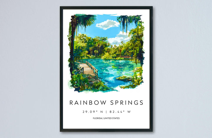 Rainbow Springs State Park Watercolor Poster Wall Art Florida Home Décor USA Art Lover Gift, Travel Souvenir Print