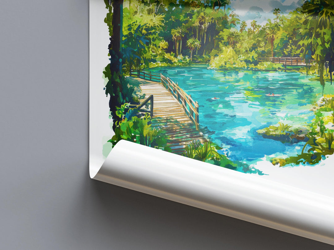 Rainbow Springs State Park Watercolor Poster Wall Art Florida Home Décor USA Art Lover Gift, Travel Souvenir Print