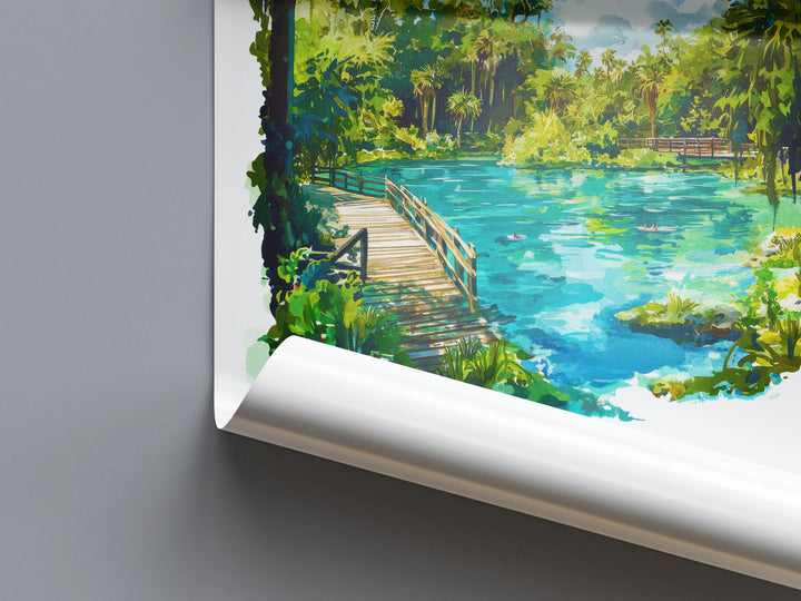 Rainbow Springs State Park Watercolor Poster Wall Art Florida Home Décor USA Art Lover Gift, Travel Souvenir Print
