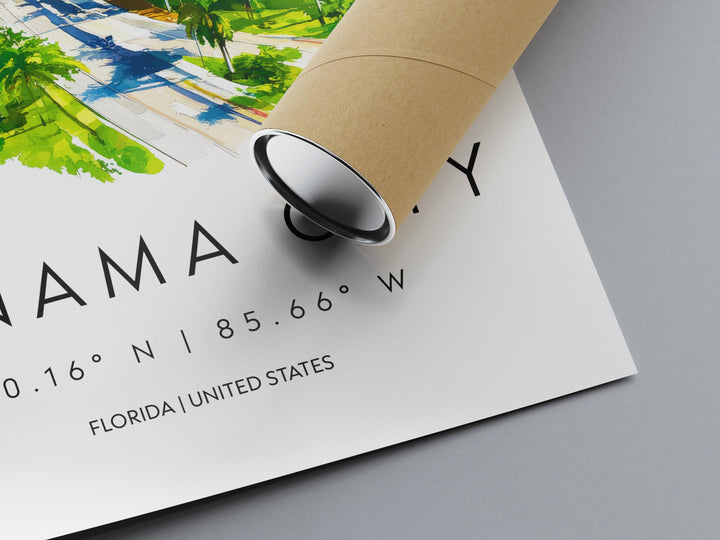 Panama City Watercolor Poster Wall Art Florida Home Décor USA Art Lover Gift, Travel Souvenir Print
