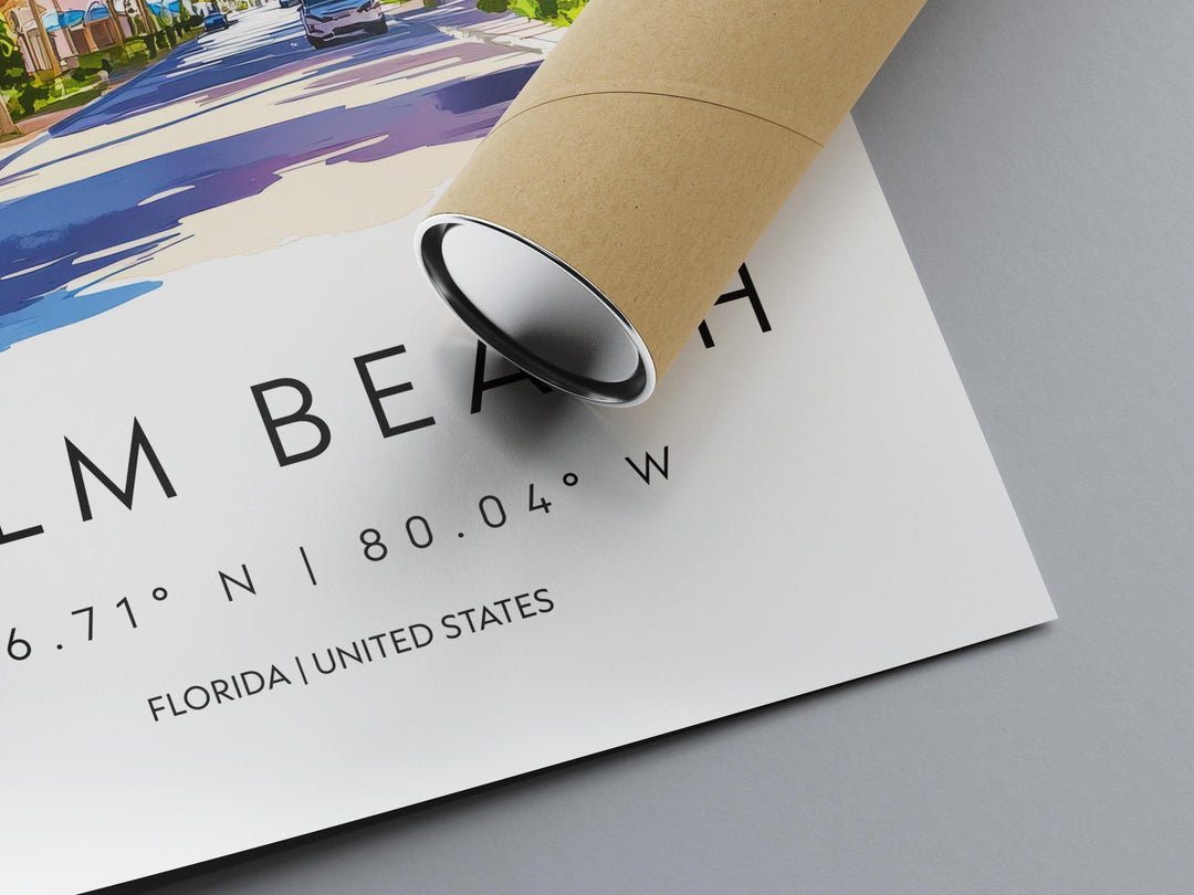 Palm Beach Watercolor Poster Wall Art Palm Beach Wall Decor Home Décor Palm Beach Gift USA Art Lover Gift, Travel Souvenir Print