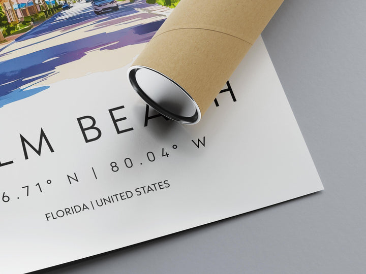 Palm Beach Watercolor Poster Wall Art Palm Beach Wall Decor Home Décor Palm Beach Gift USA Art Lover Gift, Travel Souvenir Print