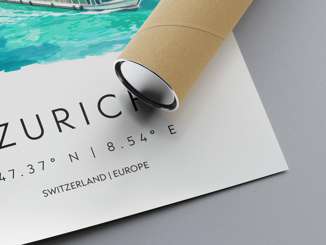 Zurich Watercolor Poster Wall Art Zurich Wall Decor Home Décor Zurich Gift Switzerland Art Lover Gift, Travel Souvenir Print