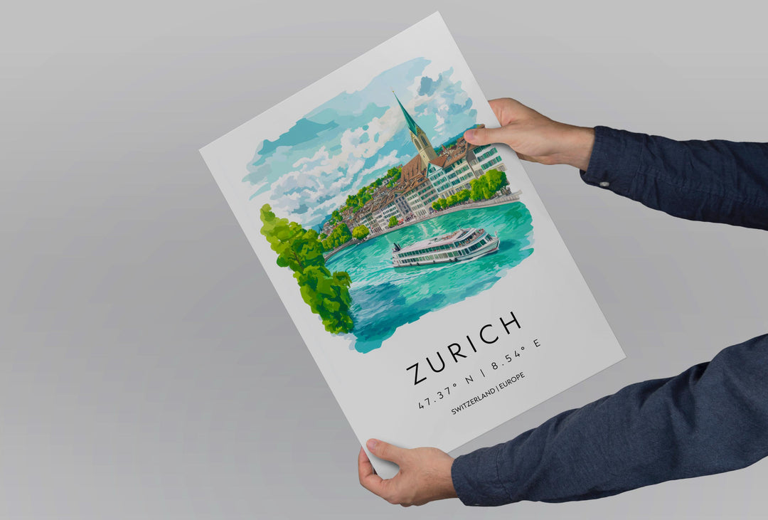Zurich Watercolor Poster Wall Art Zurich Wall Decor Home Décor Zurich Gift Switzerland Art Lover Gift, Travel Souvenir Print