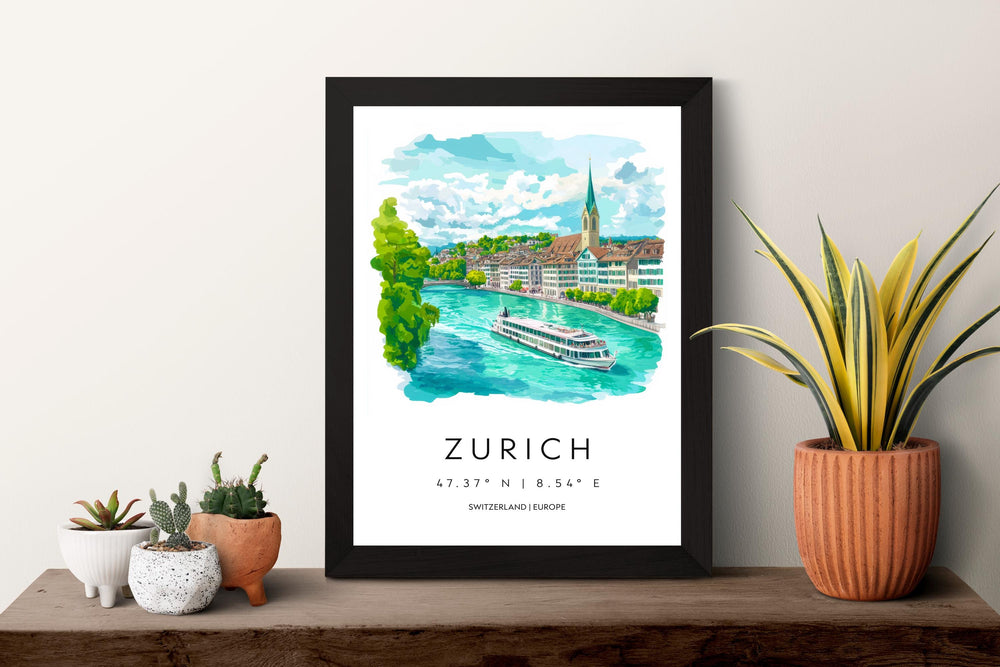 Zurich Watercolor Poster Wall Art Zurich Wall Decor Home Décor Zurich Gift Switzerland Art Lover Gift, Travel Souvenir Print