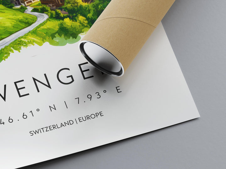 Wengen Watercolor Poster Wall Art Wengen Wall Decor Home Décor Wengen Gift Switzerland Art Lover Gift, Travel Souvenir Print