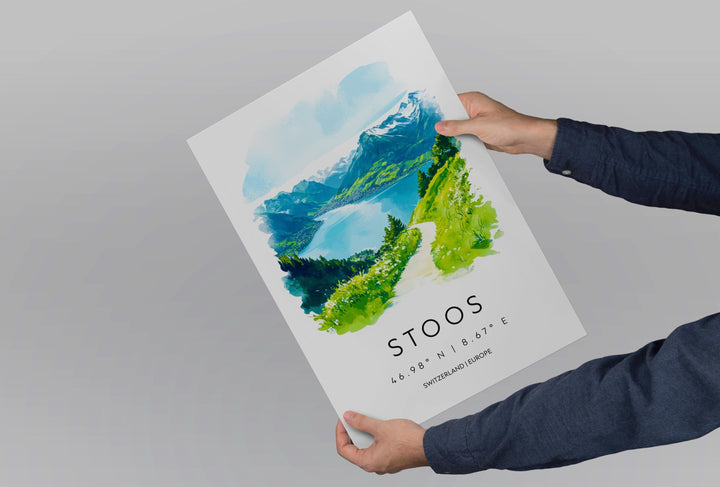 Stoos Watercolor Poster Wall Art Stoos Wall Decor Home Décor Stoos Gift Switzerland Art Lover Gift, Travel Souvenir Print