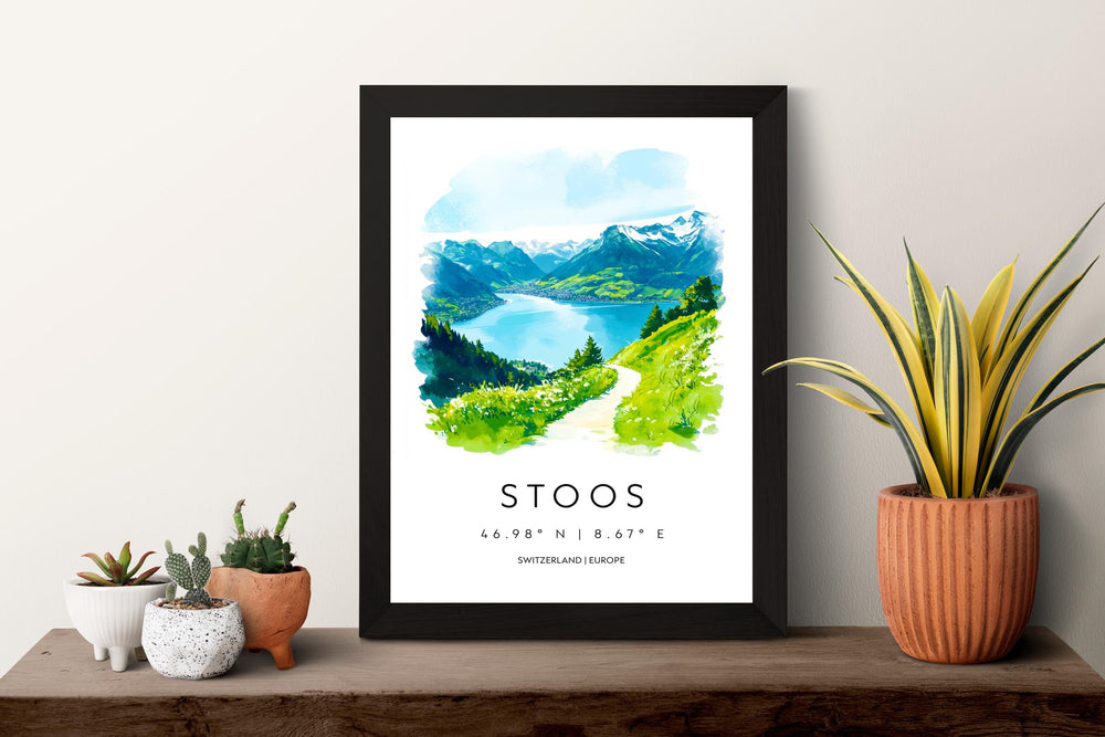 Stoos Watercolor Poster Wall Art Stoos Wall Decor Home Décor Stoos Gift Switzerland Art Lover Gift, Travel Souvenir Print