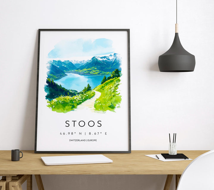 Stoos Watercolor Poster Wall Art Stoos Wall Decor Home Décor Stoos Gift Switzerland Art Lover Gift, Travel Souvenir Print