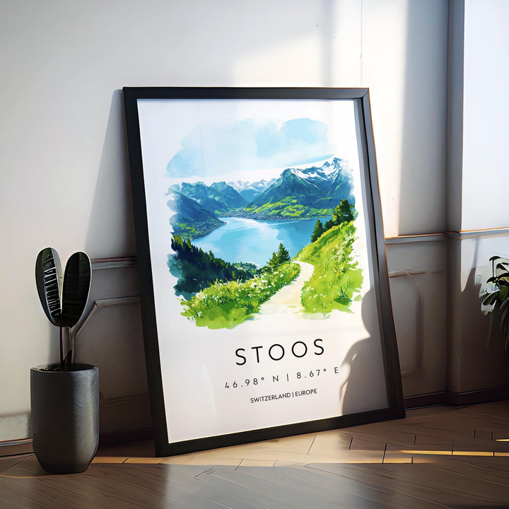 Stoos Watercolor Poster Wall Art Stoos Wall Decor Home Décor Stoos Gift Switzerland Art Lover Gift, Travel Souvenir Print
