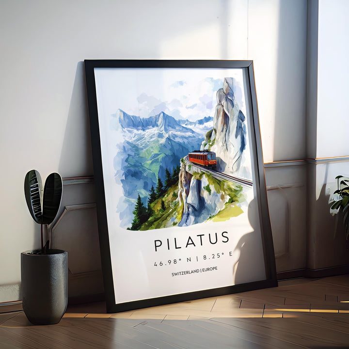 Pilatus Watercolor Poster Wall Art Pilatus Wall Decor Home Décor Pilatus Gift Switzerland Art Lover Gift, Travel Souvenir Print