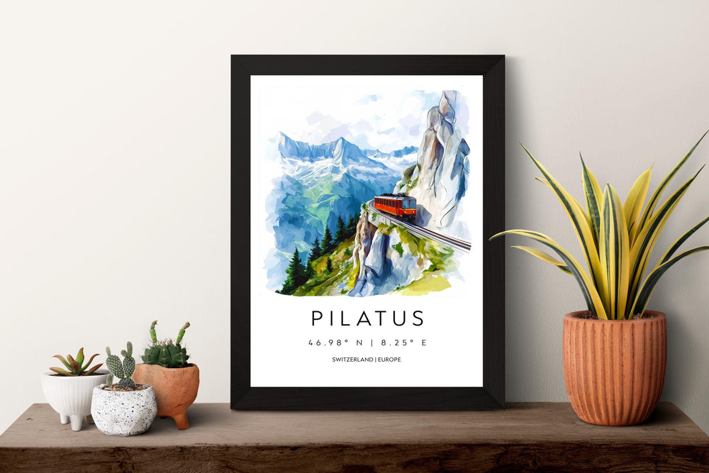 Pilatus Watercolor Poster Wall Art Pilatus Wall Decor Home Décor Pilatus Gift Switzerland Art Lover Gift, Travel Souvenir Print