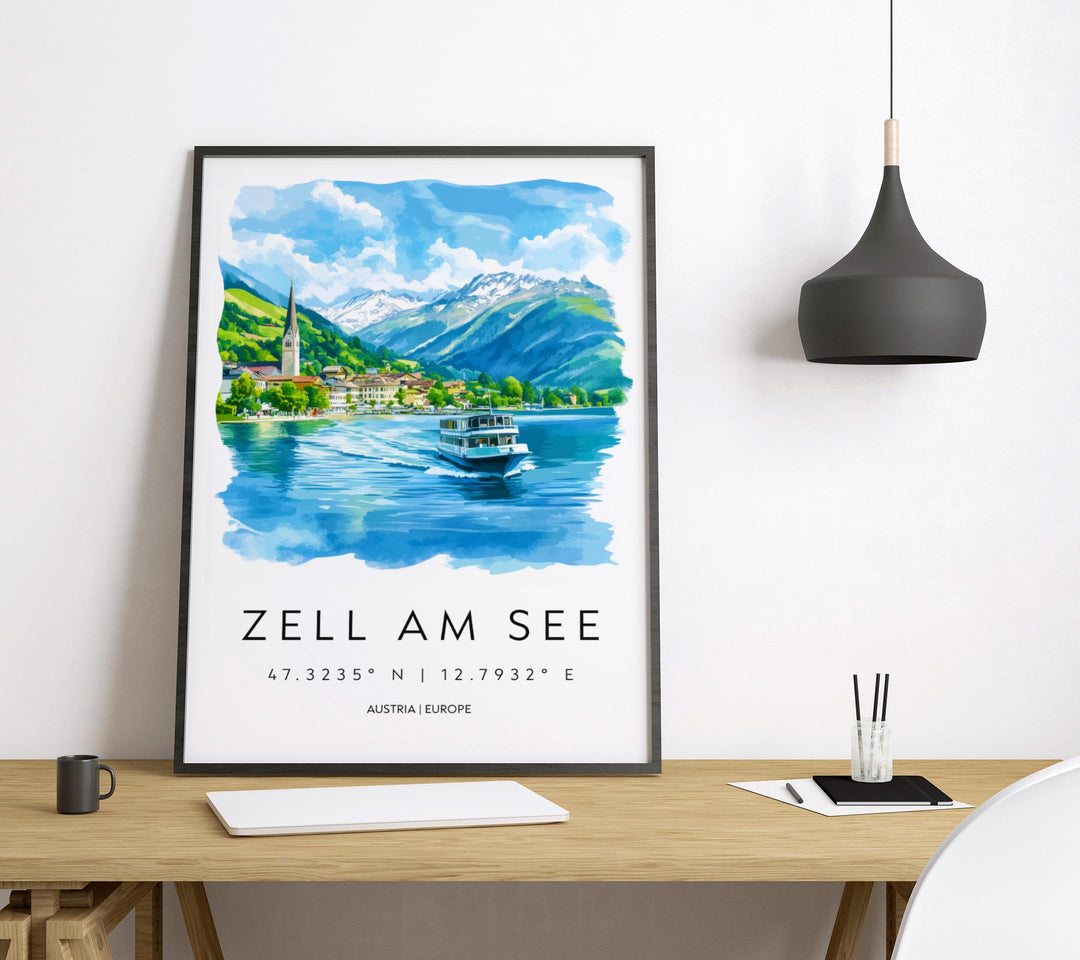 Zell am See Watercolor Poster Wall Art Zell am See Wall Decor Home Décor Zell am See Gift Austria Art Lover Gift, Travel Souvenir Print