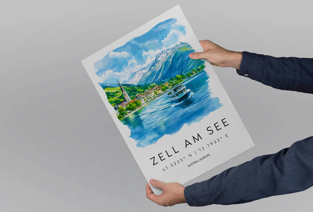 Zell am See Watercolor Poster Wall Art Zell am See Wall Decor Home Décor Zell am See Gift Austria Art Lover Gift, Travel Souvenir Print