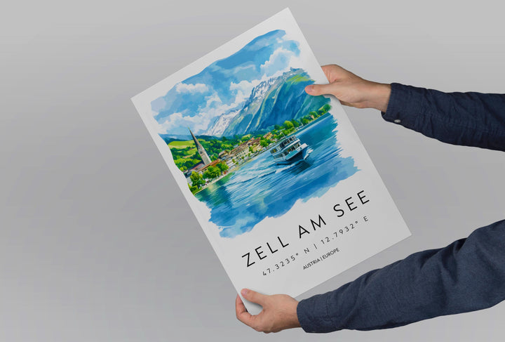 Zell am See Watercolor Poster Wall Art Zell am See Wall Decor Home Décor Zell am See Gift Austria Art Lover Gift, Travel Souvenir Print