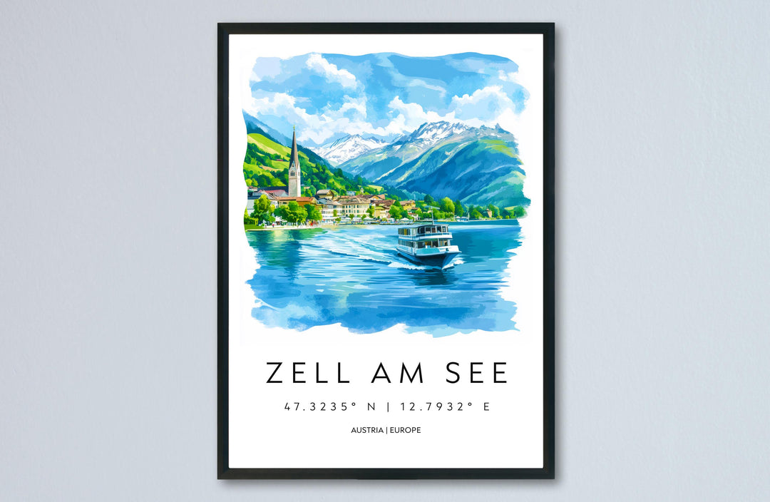 Zell am See Watercolor Poster Wall Art Zell am See Wall Decor Home Décor Zell am See Gift Austria Art Lover Gift, Travel Souvenir Print