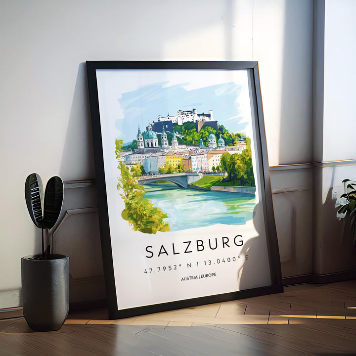 Salzburg Watercolor Poster Wall Art Salzburg Wall Decor Home Décor Salzburg Gift Austria Art Lover Gift, Travel Souvenir Print