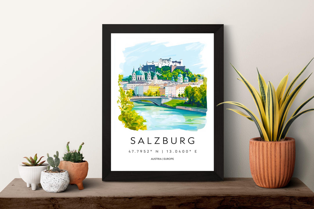 Salzburg Watercolor Poster Wall Art Salzburg Wall Decor Home Décor Salzburg Gift Austria Art Lover Gift, Travel Souvenir Print