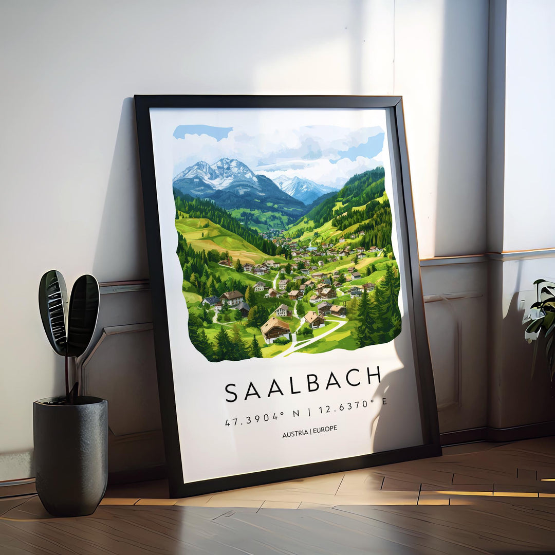Saalbach Watercolor Poster Wall Art Saalbach Wall Decor Home Décor Saalbach Gift Austria Art Lover Gift, Travel Souvenir Print