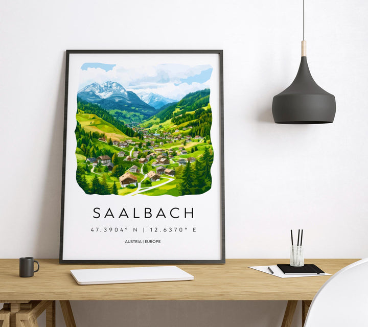 Saalbach Watercolor Poster Wall Art Saalbach Wall Decor Home Décor Saalbach Gift Austria Art Lover Gift, Travel Souvenir Print