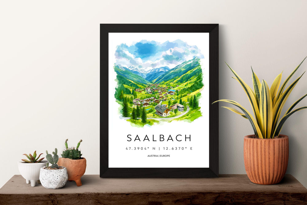 Saalbach Watercolor Poster Wall Art Saalbach Wall Decor Home Décor Saalbach Gift Austria Art Lover Gift, Travel Souvenir Print