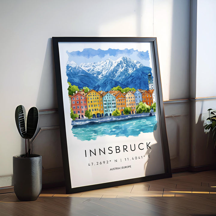 Innsbruck Watercolor Poster Wall Art Innsbruck Wall Decor Home Décor Innsbruck Gift Austria Art Lover Gift, Travel Souvenir Print