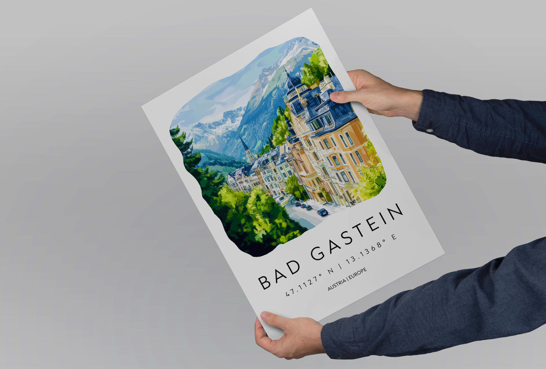 Bad Gastein Watercolor Poster Wall Art Bad Gastein Wall Decor Home Décor Bad Gastein Gift Austria Art Lover Gift, Travel Souvenir Print
