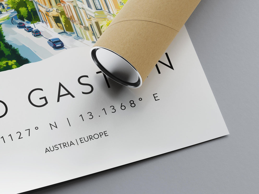 Bad Gastein Watercolor Poster Wall Art Bad Gastein Wall Decor Home Décor Bad Gastein Gift Austria Art Lover Gift, Travel Souvenir Print