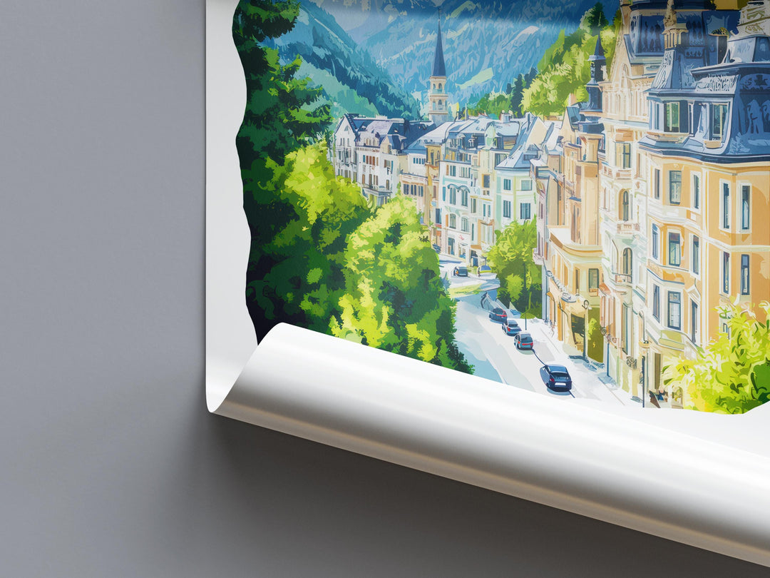 Bad Gastein Watercolor Poster Wall Art Bad Gastein Wall Decor Home Décor Bad Gastein Gift Austria Art Lover Gift, Travel Souvenir Print
