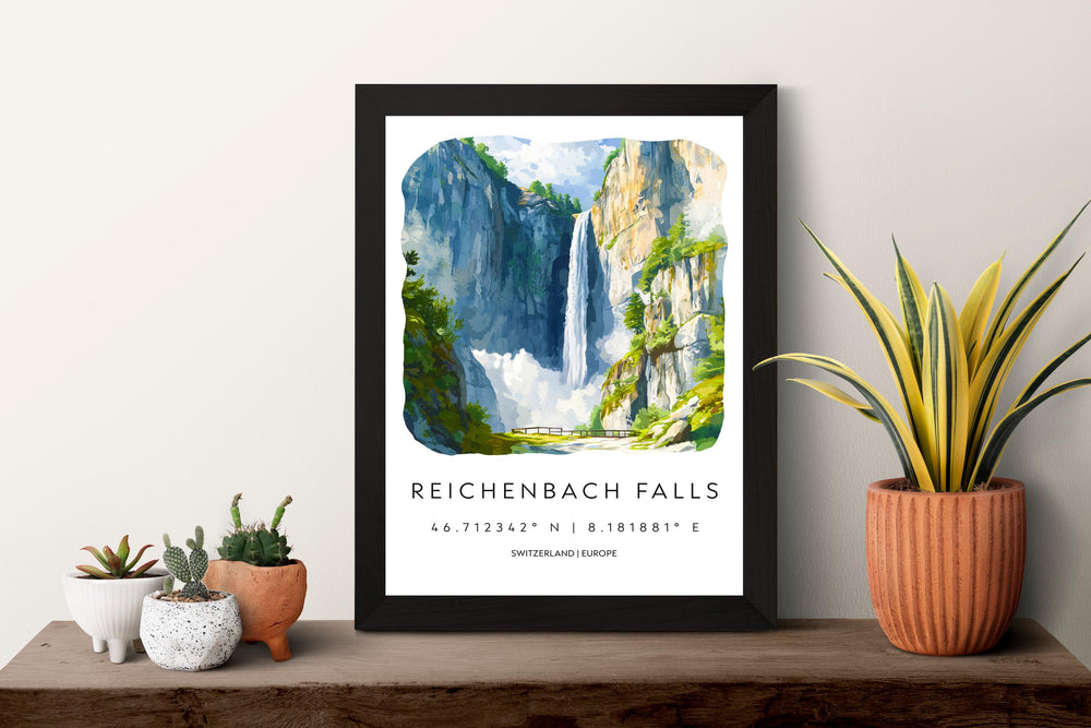 Reichenbach Falls Watercolor Poster Wall Art Reichenbach Falls Wall Décor Home Art Reichenbach Falls Gift Switzerland Art Lover Gift