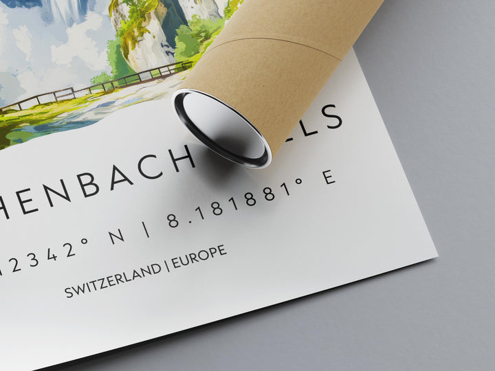 Reichenbach Falls Watercolor Poster Wall Art Reichenbach Falls Wall Décor Home Art Reichenbach Falls Gift Switzerland Art Lover Gift