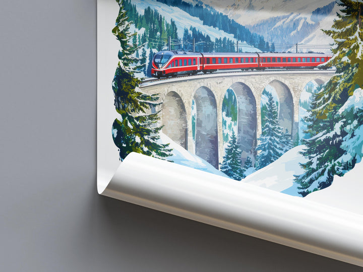 Glacier Express Watercolor Poster Wall Art Glacier Express Wall Décor Home Art Glacier Express Gift Switzerland Art Lover Gift, Travel