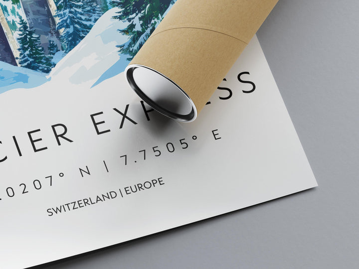 Glacier Express Watercolor Poster Wall Art Glacier Express Wall Décor Home Art Glacier Express Gift Switzerland Art Lover Gift, Travel